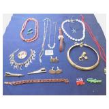 GROUP OF NECKLACES, CUFF LINKS, BRACELETS, PINS,