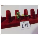 TWO SILVER 925 SIZE 6 RINGS GREEN STONES RUSSIAN