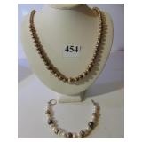 STERLING SILVER BEADED NECKLACE, PEARL AND SILVER