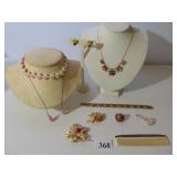 AVON EARRINGS GOLD TONE, FLOWER PINS, RING,