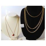 GOLD TONE CHAIN NECKLACE 51" LONG, TWO CHAIN