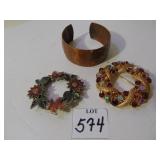 LISNER BROOCH PIN WITH CRYSTALS, ENAMELED PIN