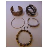 FIVE BRACELETS SILVER TONE RIGID MESH CUFF