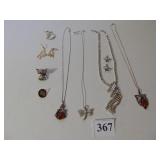 925 RHINESTONE NECKLACE, AMBER NECKLACE,