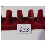 TWO SIZE 6 RUSSIAN DIOPSIDE STERLING 925 RINGS