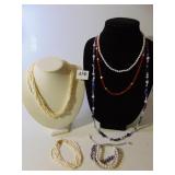 CULTURED PEARL MULTI STRAND NECKLACE AND BRACELET