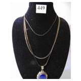 THREE STERLING SILVER CHAIN NECKLACES ONE BEGAY