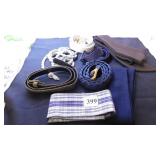 GROUP OF EIGHT BELTS CLOTH AND LEATHER