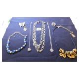 SILVER TONE METAL NECKLACE. TWO PENDANT