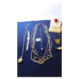 PENDANT WATCH NECKLACE, CERRILLO RED ROSE PIN,