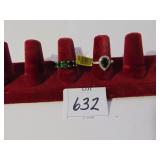 TWO SIZE 6 RUSSIAN DIOPSIDE STERLING 925 RINGS
