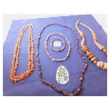 REAL POLISHED STONE CHIP NECKLACES, ENAMELED