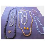 GROUP OF BEADED NECKLACES, EARRINGS