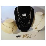 14K GOLD FILLED CHAIN, EARRINGS, BROACH TREE