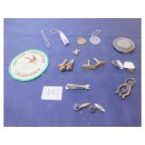 TWO TOKENS, NAIL CLIPPERS, CUFF LINKS, TIE CLIPS,