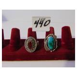 TWO SILVER 925 RINGS SIZE 10 RED AND BLUE STONES