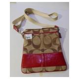 COACH CROSSBODY HANDBAG PURSE WITH RED VINYL TRIM