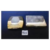 GOLD TONE DOUBLE MIRROR, SILVER TONE METAL TISSUE