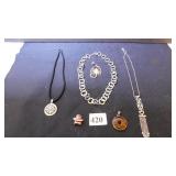 SILVER TONE RHINESTONE PENDANT NECKLACE, CIRCLE