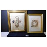 TWO GOLD FRAMED PICTURES ONE EGYPTIAN ONE OF