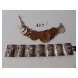 COIN NECKLACE, STERLING BRACELET