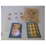 TWO MEYERCORD DECALS, DUMBELL CARTOON, SIX SMALL