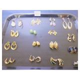 GROUP OF SIXTEEN PAIRS MATCHED SETS EARRINGS GOLD