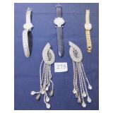 HUGE RHINESTONE CLIP ON EARRINGS WITH SEVEN