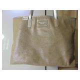 MICHAEL KORS SILVER FINISH FABRIC TOTE VINYL