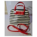 KATE SPADE BLACK AND WHITE STRIPE HANDBAG WITH
