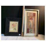 TWO FLOWER PRINTS IN FRAMES