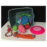 BLUE CUBE BIN WITH DOG TOYS