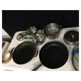 NON-STICK SKILLETS WITH LIDS, DOUBLE BOILER AND
