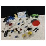 ASSORTED KEYCHAINS, PERSONAL SAFETY WHISTLES,