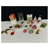 LENOX BOWL, FLOWERED CANDLE, ASSORTED CHRISTMAS