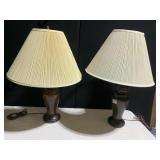WOOD BASE LAMPS W/ SHADES 26" H