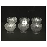 6 CUT GLASS FOOTED DESSERT DISHES