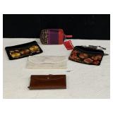 BOSCA LEATHER WALLET, EMBROIDERED VELVET PURSES,