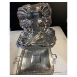 FROG POTTERY DISH, CHERUB DISH, SILVERPLATE