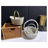 BASKET OF BASKETS, FLOWER HOLDER, TALL METAL