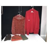 E FASHION 3/4 ZIP PULL OVER, RED CARDGIAN,3