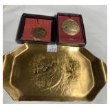 TWO WENDALL AUGUST, BRONZE COVERED BRIDGE NATALI