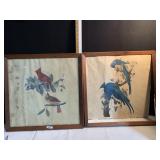 PLATE # 96 BIRDS ON BRANCH, RED CARDINAL GROSBEAK