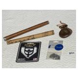 2 WOODEN FLUTES, CASANETTES, PAIGE BANJO