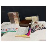 METAL LINED WOOD BOX, BICENTENNIAL SCARF,