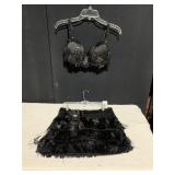 SZ 8 OCEAN DREAMS DANCE COSTUME, FRINGED BRA,