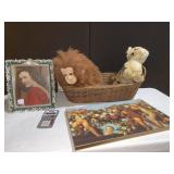 SIMBA BASKET, MONKEY, CALCULATOR, CHERUBS ON