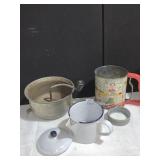 FLOUR SIFTER PORCELAIN PITCHER WITH LID RICER