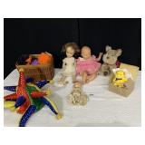 LORRIE BABY DOLL, OTHER DOLLS, PLUSH DOG AND PIG,