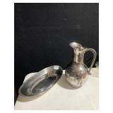 SILVERPLATE WALLACE PITCHER AND TRAY PGH ATHLETIC